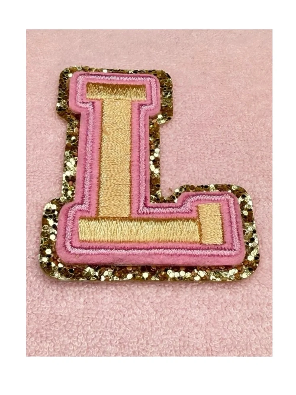 SCL x Target ☻︎ Terry Heart Crossbody Bag ☻︎ Smiley L Initial Patches ☻︎ Pink ☻︎